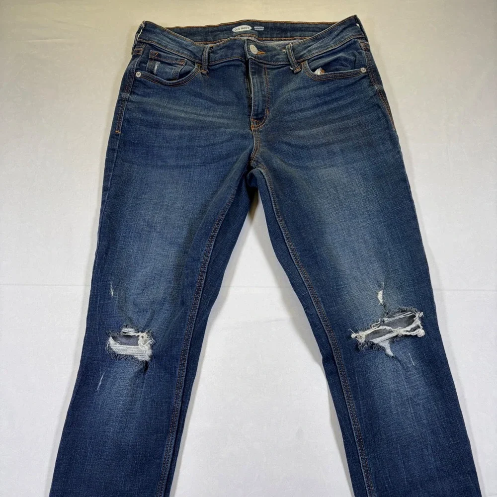 Old Navy Rockstar Super Skinny Jeans Distressed Dark Wash Denim Kids